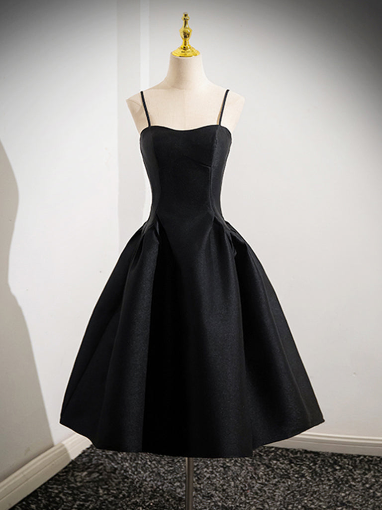 Black A-Line Satin Short Prom Dress, Black Homecoming Dress dresstby Black A-Line Satin Short Prom Dress, Black Homecoming Dress dresstby