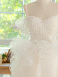 ivory Tulle Lace Ball Gown Short Prom Dress, ivory Homecoming Dress