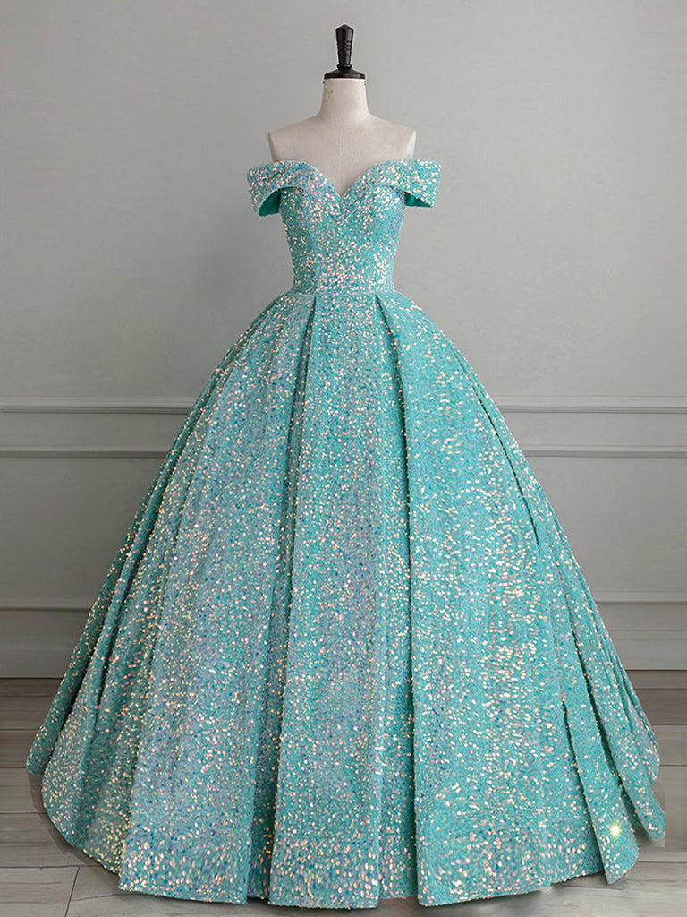 Blue Velvet Sequin Long Prom Dress, Velvet Sequin Formal Dress
