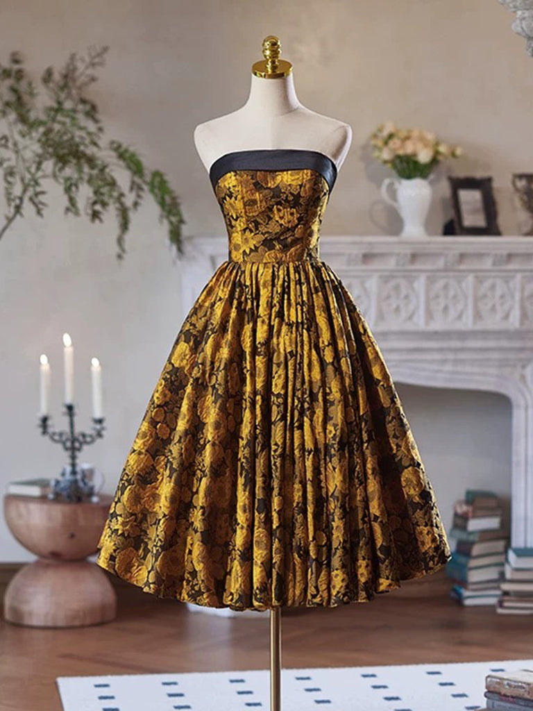 Simple A-Line Satin Yellow Short Prom Dress, Yellow Homecoming Dress dresstby Simple A-Line Satin Yellow Short Prom Dress, Yellow Homecoming Dress dresstby