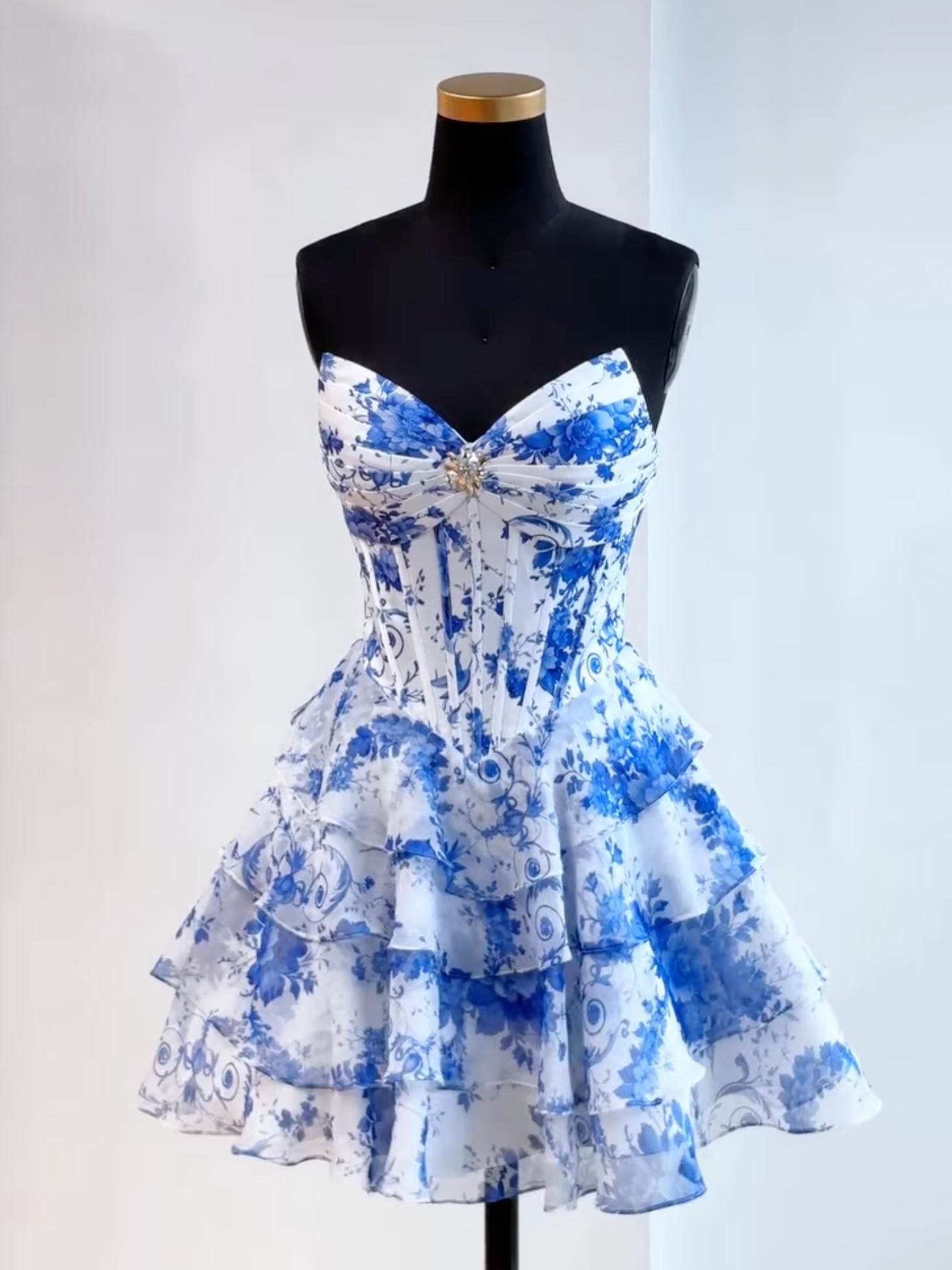 A-line V Neck Blue Short Prom Dress, Blue Homecoming Dress