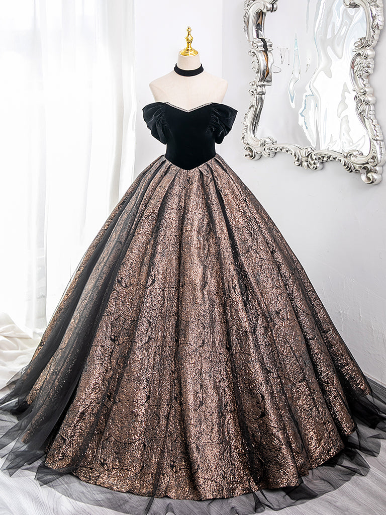 A-Line Sweetheart Neck Tulle Satin Black Long Prom Dress, Black Long Evening Dress
