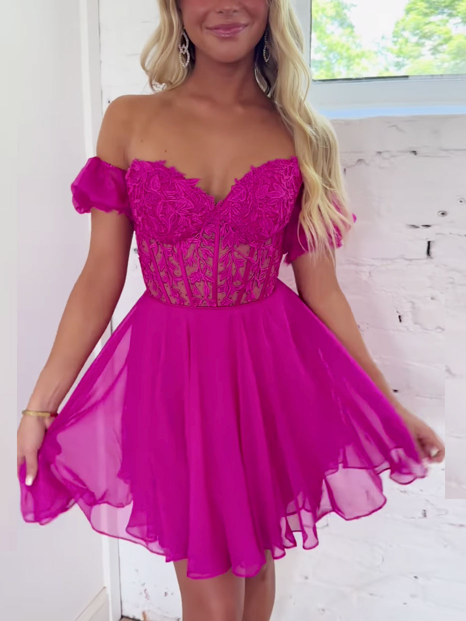 A-line Off Shoulder Short Prom Dress, Cute Homecoming Dresses dresstby A-line Off Shoulder Short Prom Dress, Cute Homecoming Dresses dresstby