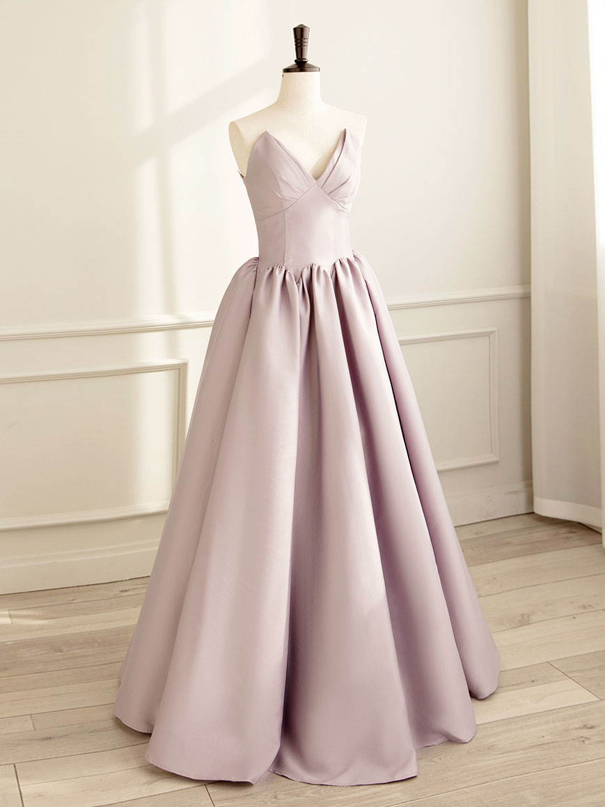 Simple A-line Satin Pink Long Prom Dress, Formal Bridesmaid Dress