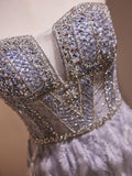 Unique Sweetheart Neck Mermaid Gray Long Prom Dress with Beads