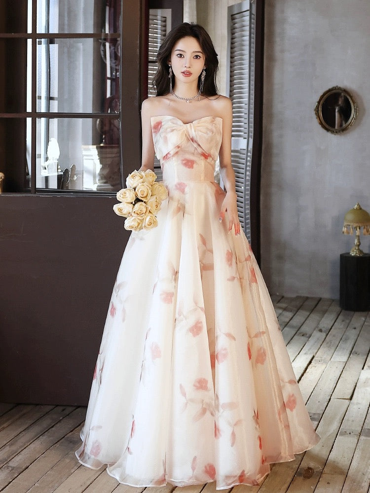 A-Line Champagne Long Prom Dress, Champagne Long Formal Dress dresstby A-Line Champagne Long Prom Dress, Champagne Long Formal Dress dresstby