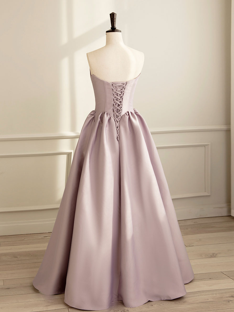 Simple A-line Satin Pink Long Prom Dress, Formal Bridesmaid Dress