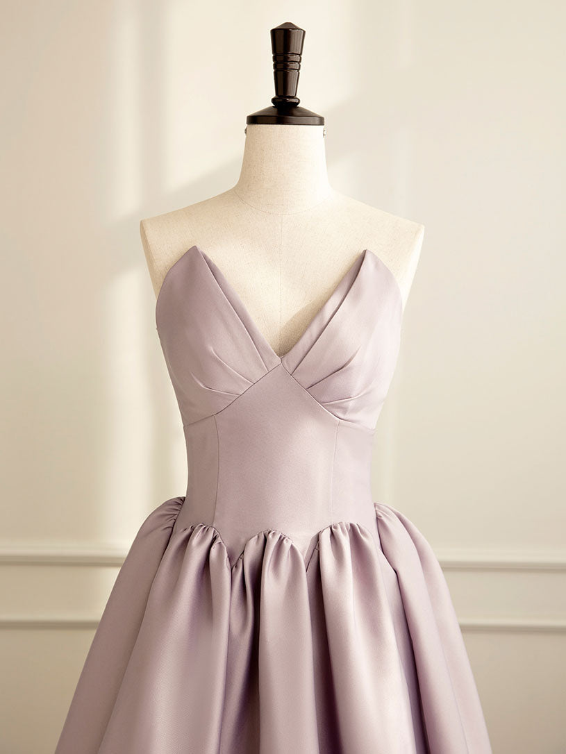 Simple A-line Satin Pink Long Prom Dress, Formal Bridesmaid Dress