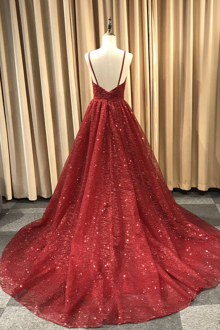 Unique v neck tulle long prom dress, tulle formal dress
