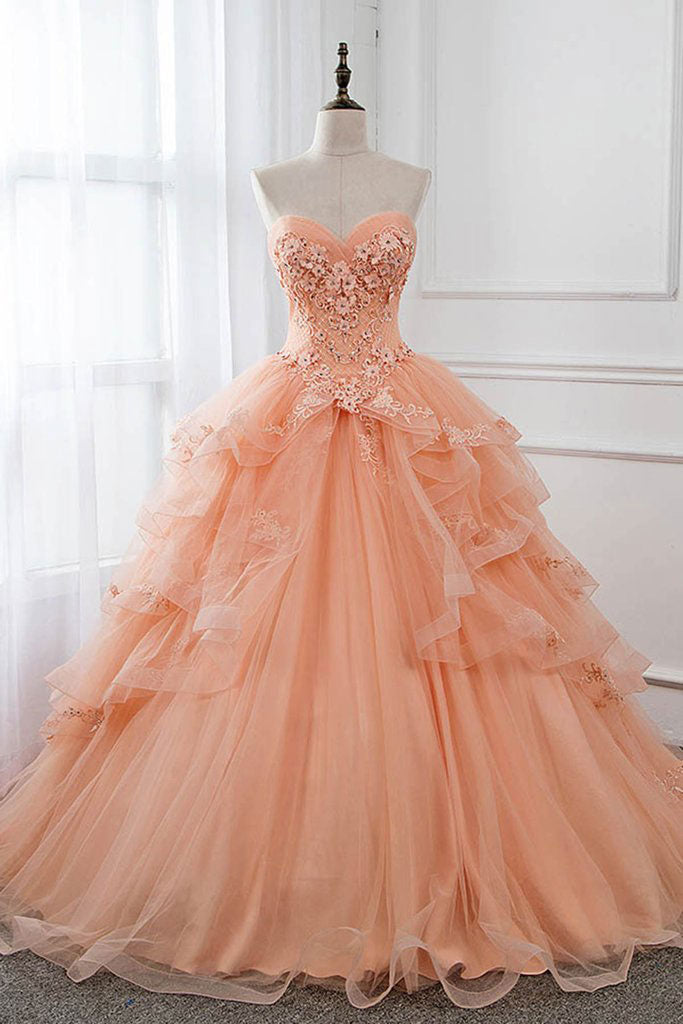 Unique sweetheart neck tulle lace long prom dress, formal dress dresstby Unique sweetheart neck tulle lace long prom dress, formal dress dresstby