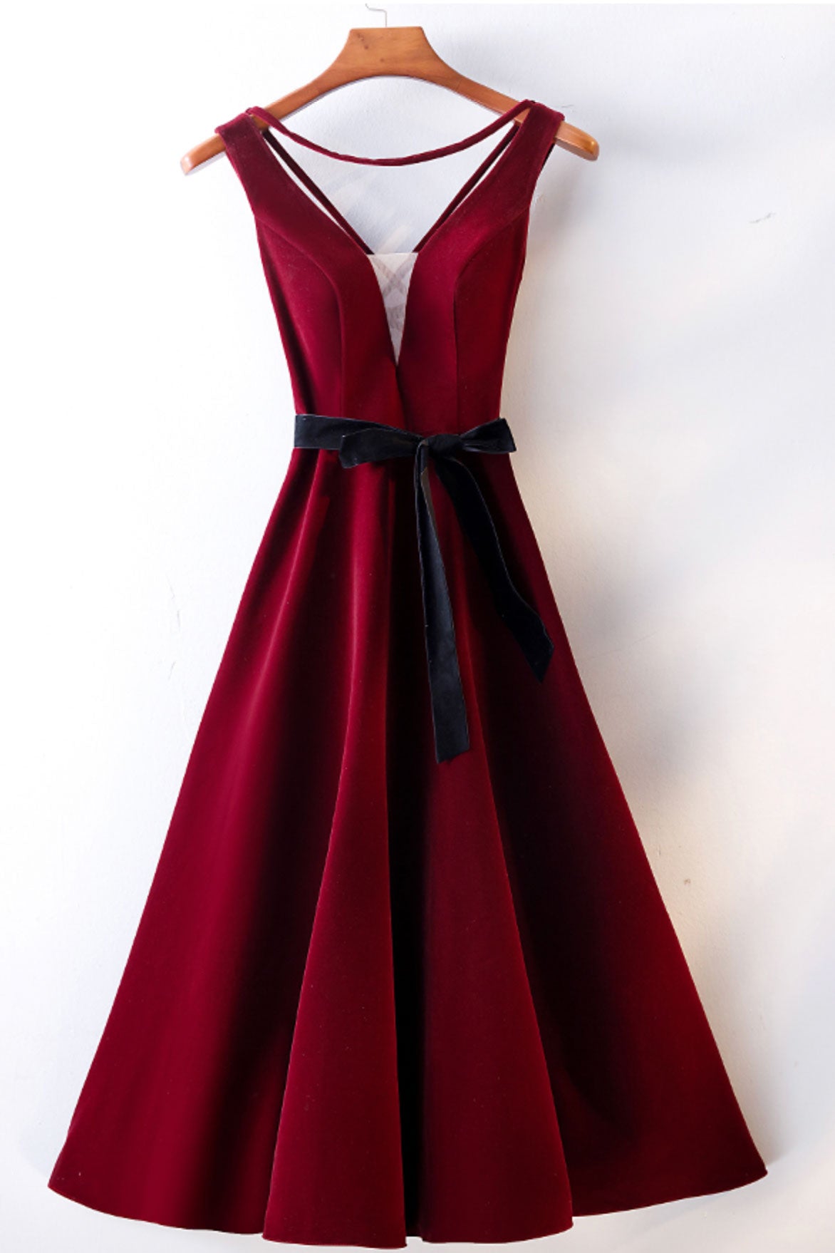 Burgundy v neck short prom dress, burgundy bridesmaid dress dresstby Burgundy v neck short prom dress, burgundy bridesmaid dress dresstby