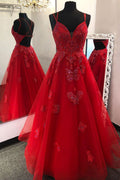 Burgundy sweetheart tulle lace long prom dress lace formal dress