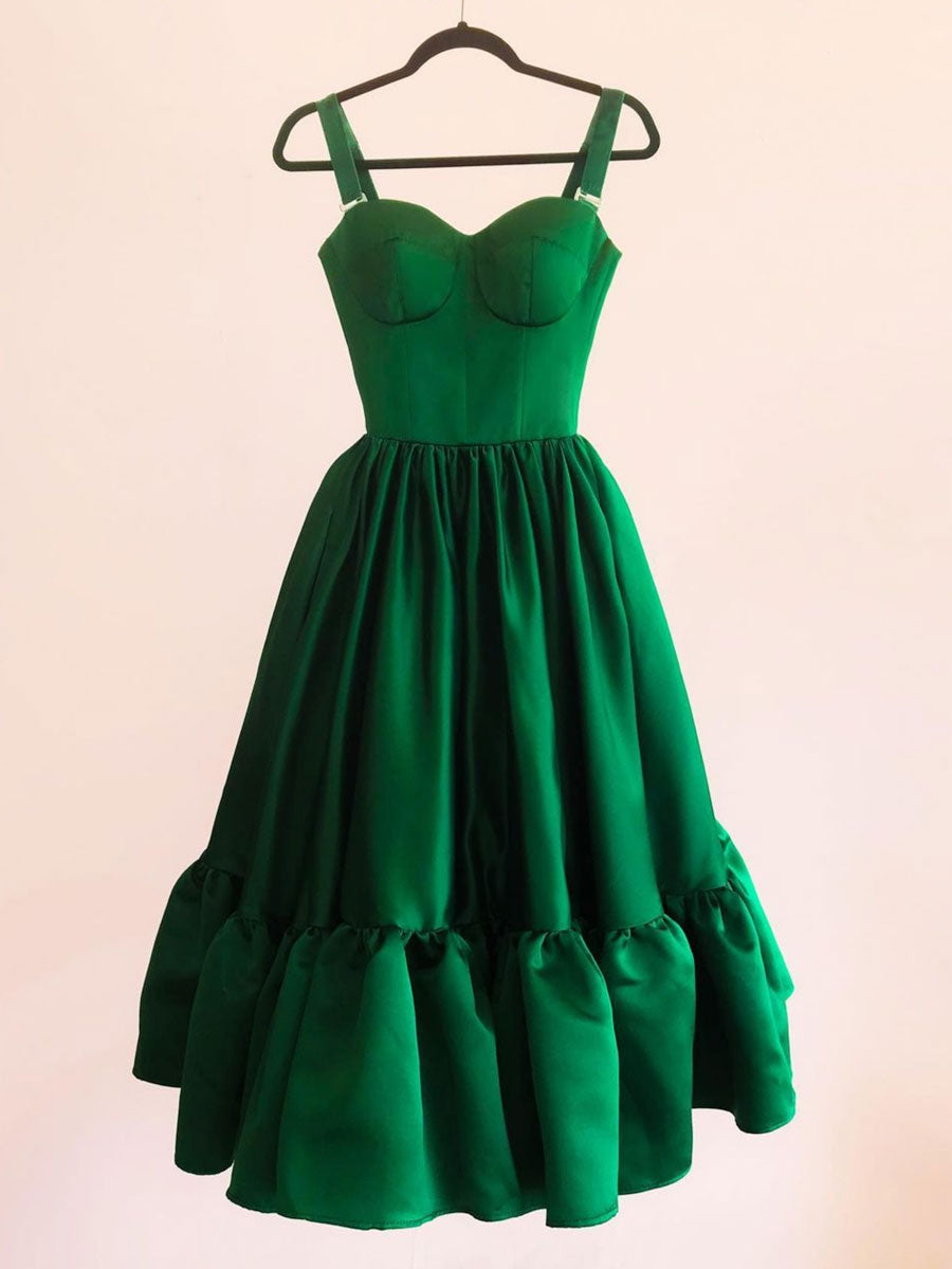 Simple sweetheart neck satin short prom dress, green homecoming dress dresstby Simple sweetheart neck satin short prom dress, green homecoming dress dresstby