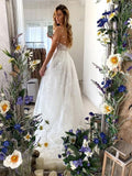White sweetheart neck tulle lace long prom dress, white evening dress