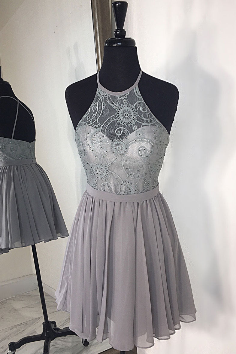 Short Grey Chiffon Dress