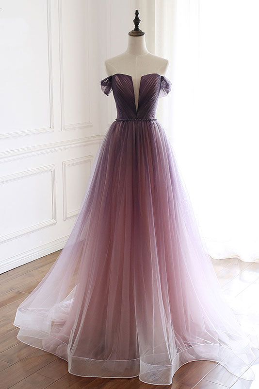 Unique tulle long prom dress, tulle evening dress