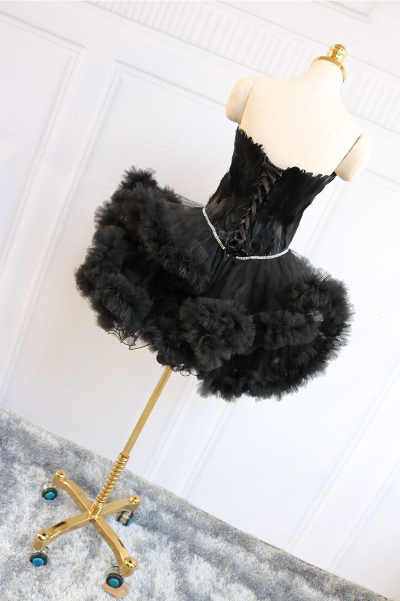 Black sweetheart neck short prom dress, cute homecoming dress