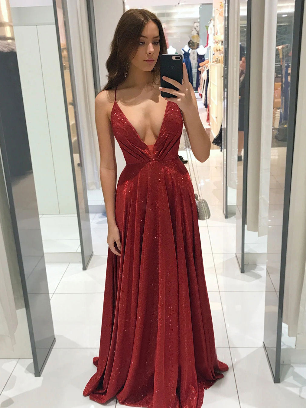 Simple v neck A line long prom dress, burgundy evening dress dresstby Simple v neck A line long prom dress, burgundy evening dress dresstby