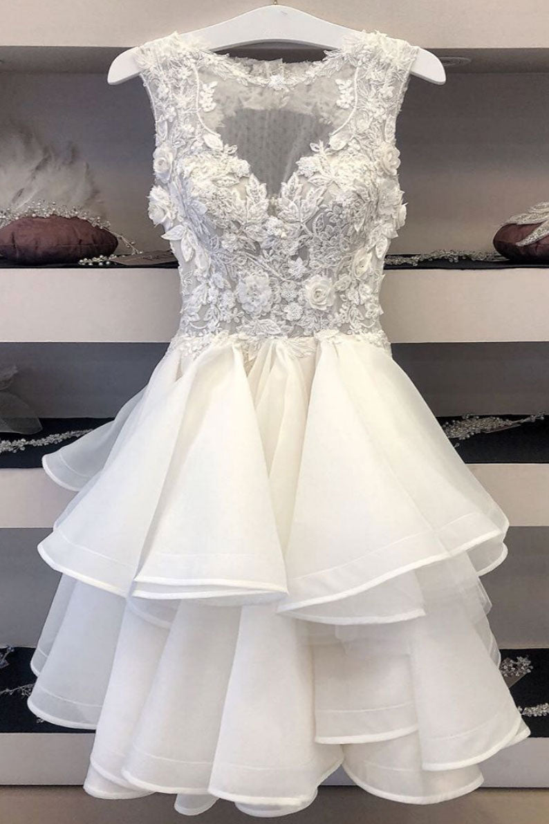 Cute white tulle lace short prom dress white lace cocktail dress dresstby Cute white tulle lace short prom dress white lace cocktail dress dresstby