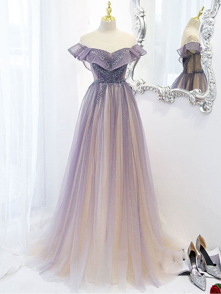 luladress Purple Tulle Layered A-Line Sweetheart Long Prom Dresses, Evening Gowns,BD930800 US10 / Custom Color