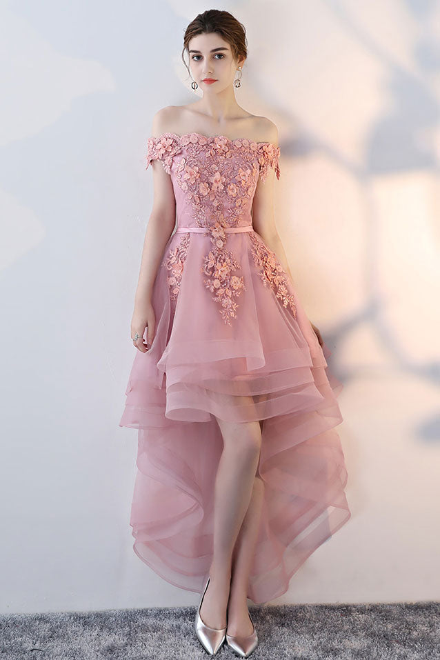 Pink tulle lace off shoulder short prom dress pink homecoming dress dresstby Pink tulle lace off shoulder short prom dress pink homecoming dress dresstby