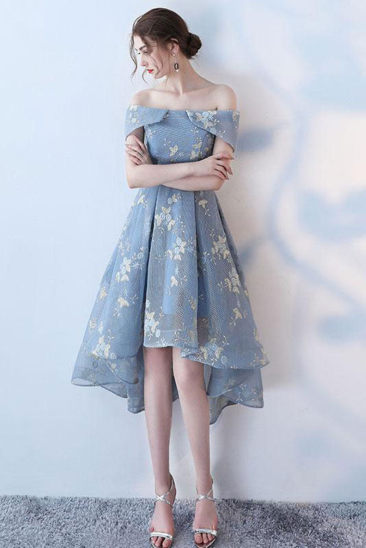 Gray blue lace short prom dress blue lace homecoming dress dresstby Gray blue lace short prom dress blue lace homecoming dress dresstby