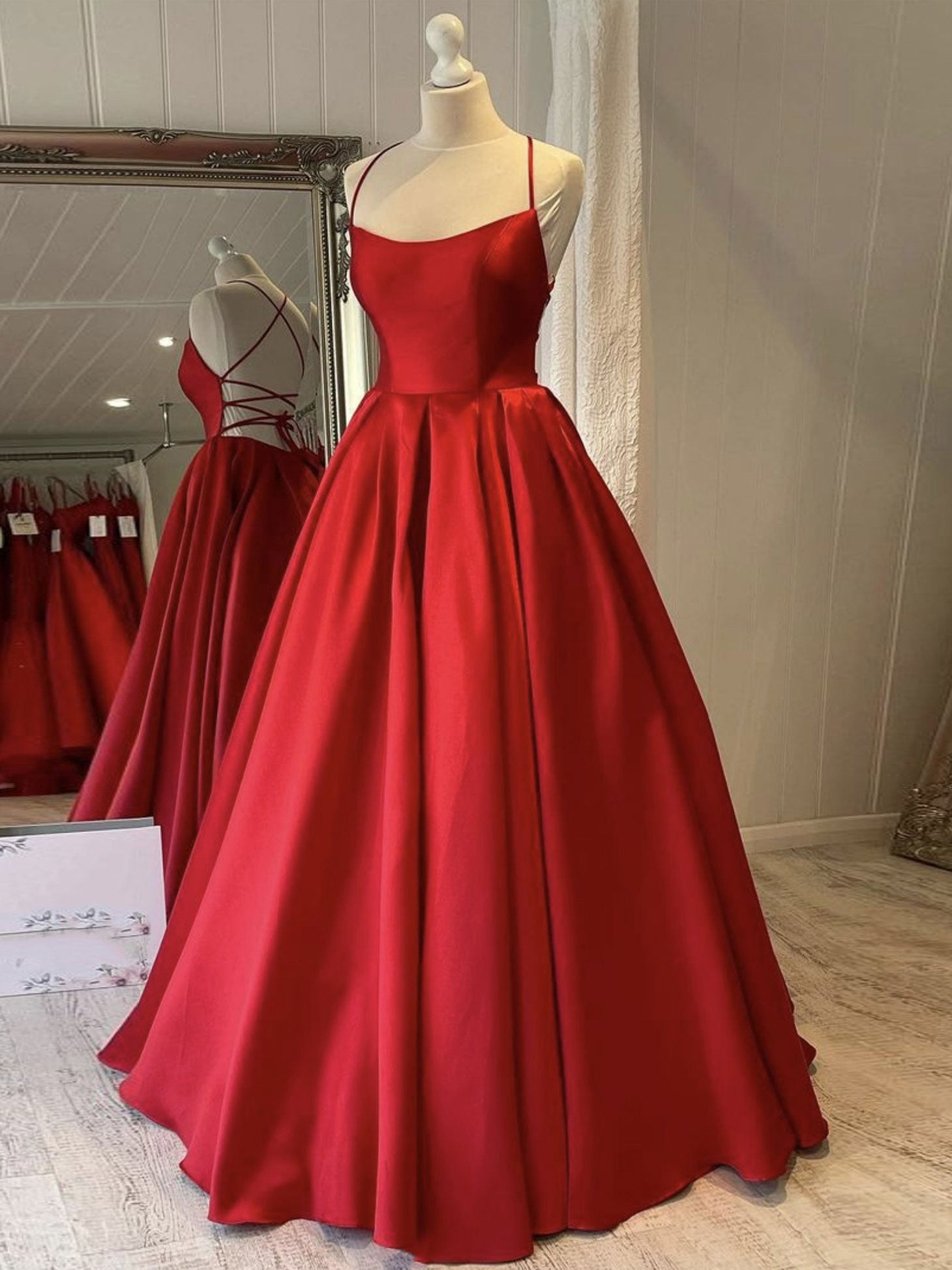 Simple red satin long prom dress, red evening dress dresstby Simple red satin long prom dress, red evening dress dresstby