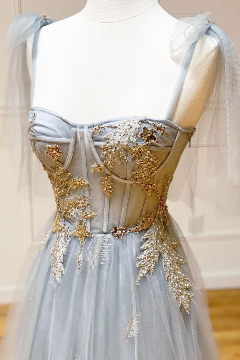 Gray v neck tulle sequin long prom dress gray tulle formal dress