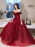 Blue off shoulder satin long prom dress, blue satin bridesmaid dress