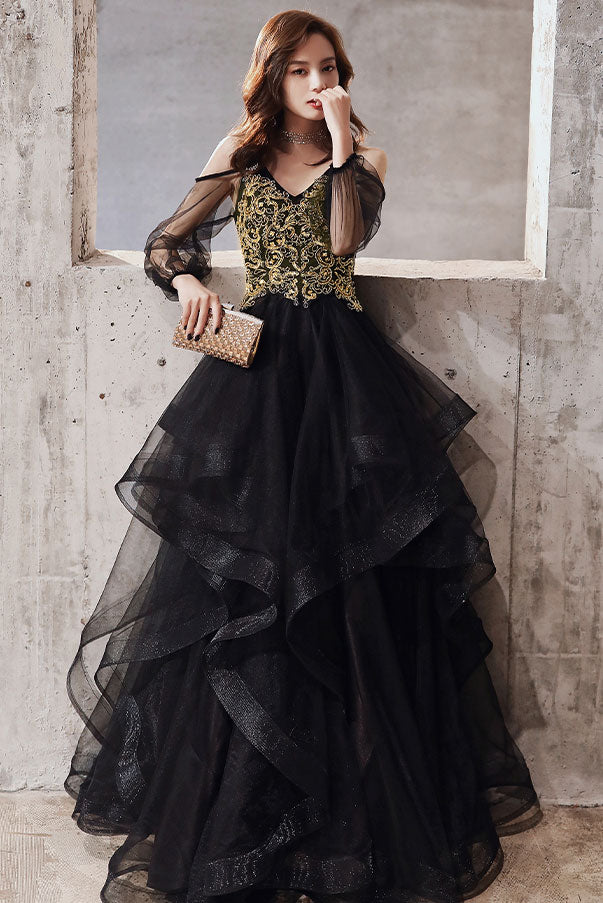 Black sweetheart tulle lace long prom dress black evening dress dresstby Black sweetheart tulle lace long prom dress black evening dress dresstby