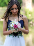 White sweetheart tulle lace long prom dress, white lace evening dress