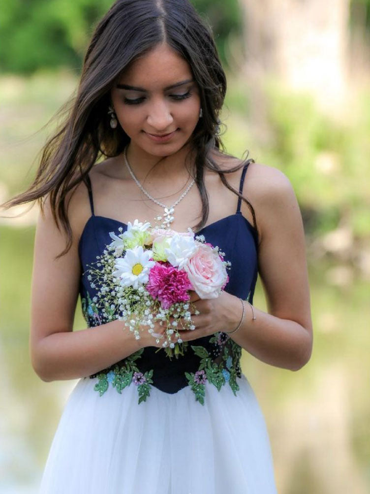 White sweetheart tulle lace long prom dress, white lace evening dress
