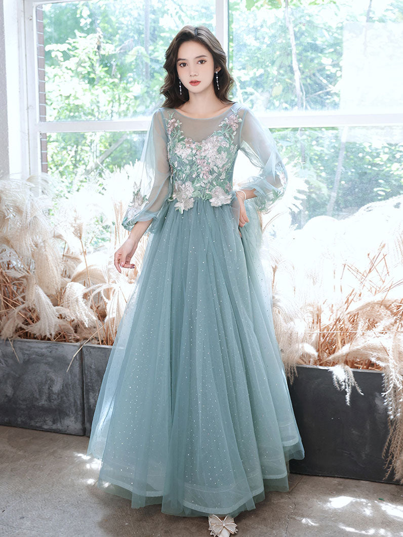 Green tulle lace tea length prom dress, green tulle formal dress dresstby Green tulle lace tea length prom dress, green tulle formal dress dresstby