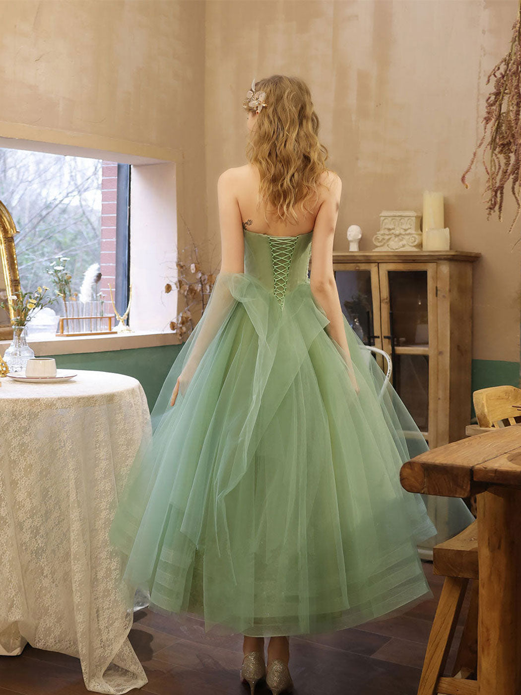 Short Green Sweet 16 Dress