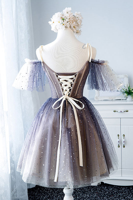 unique tulle short prom dress, tulle homecoming dress