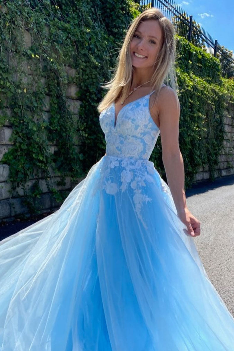 Pink v neck tulle lace long prom dress pink tulle evening dress
