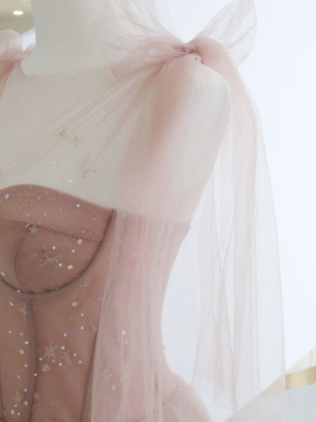 Pink A-Line Tulle Long Prom Dress, Pink Formal Graduation Dress
