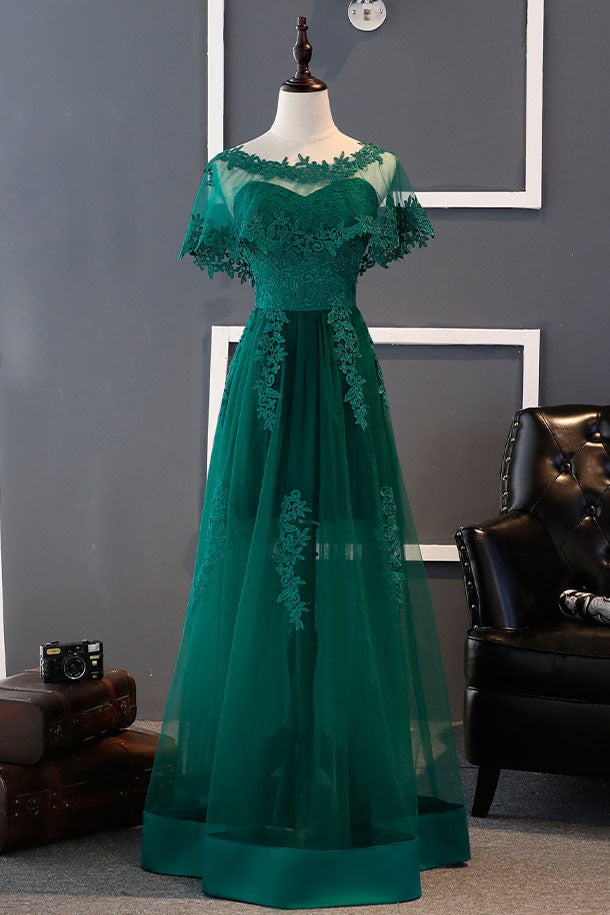 Green tulle lace long prom dress, green lace bridesmaid dress dresstby Green tulle lace long prom dress, green lace bridesmaid dress dresstby