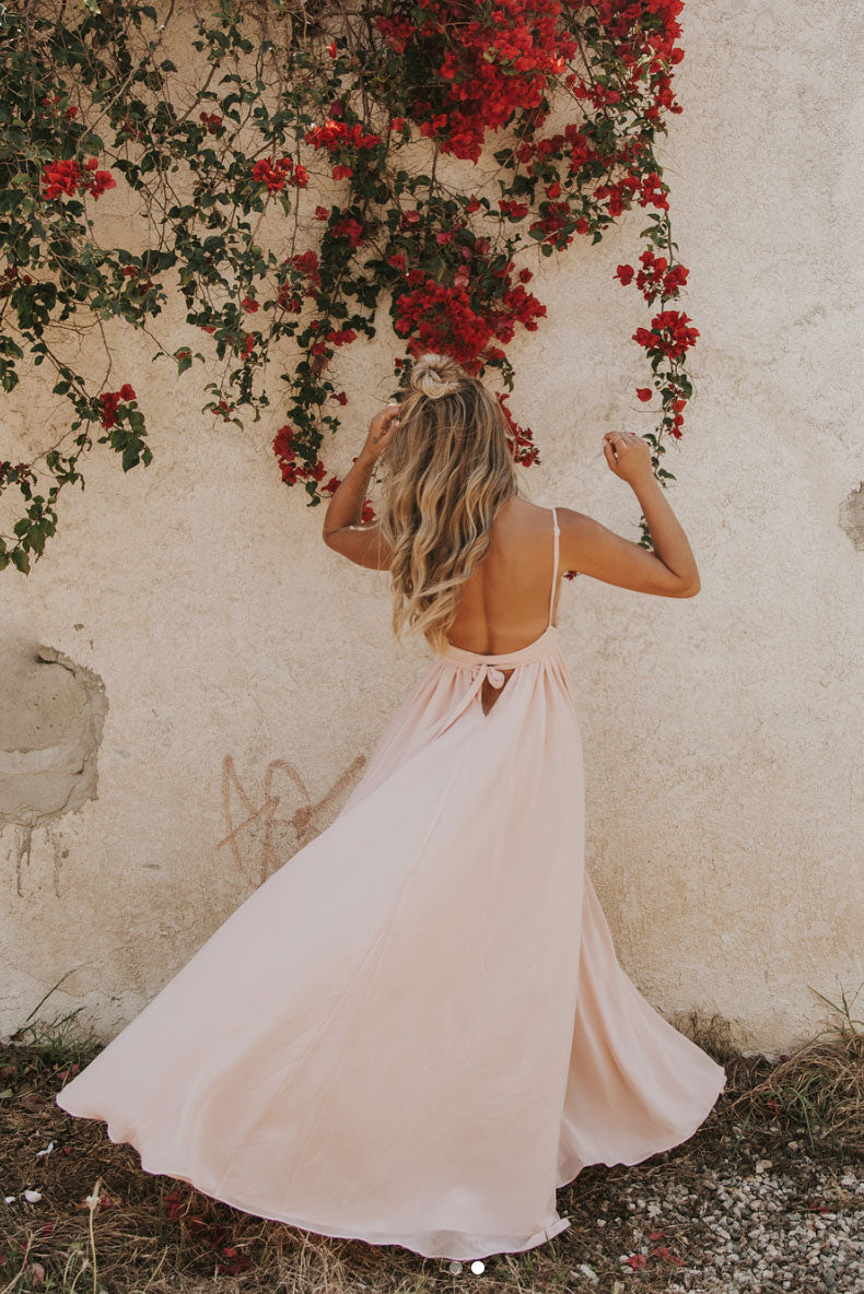 Simple v neck chiffon long prom dress, chiffon evening dress