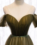 Simple green tulle long prom dress green tulle evening dress