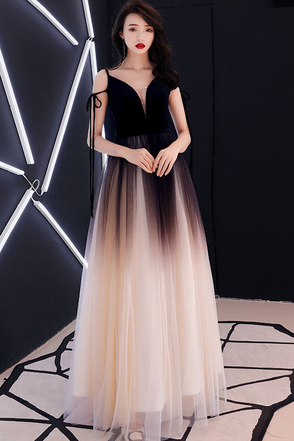 Unique black tulle long prom dress, black tulle evening dress Unique black tulle long prom dress, black tulle evening dress