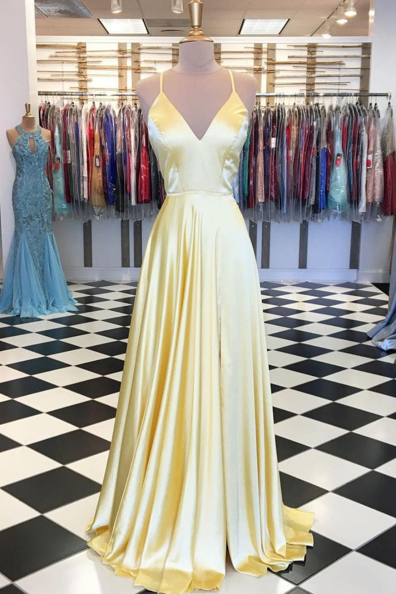 gold prom dress simple La Femme