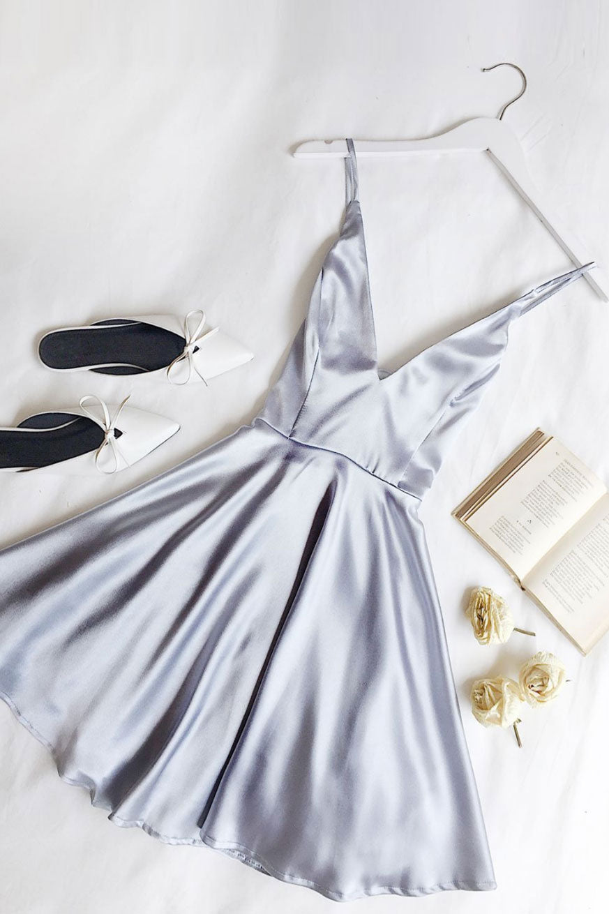 Light blue v neck short prom dress, blue homecoming dress dresstby Light blue v neck short prom dress, blue homecoming dress dresstby