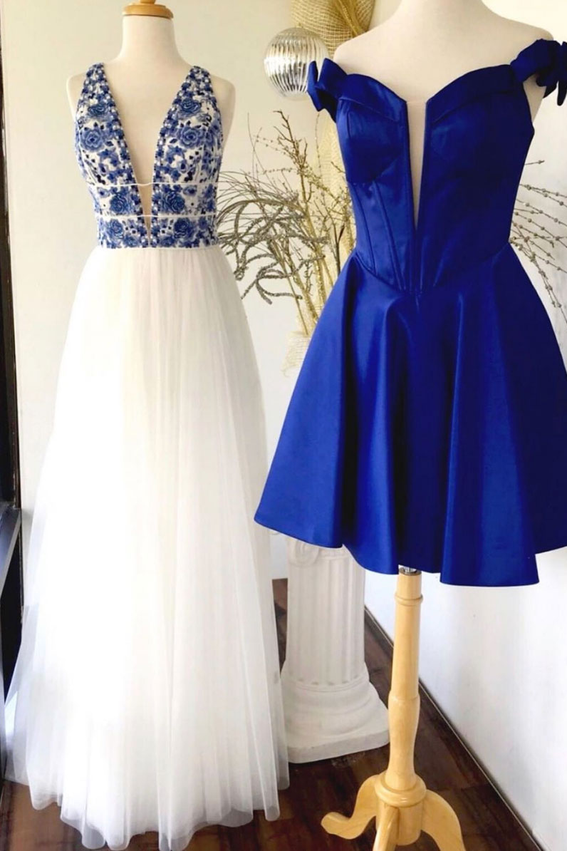 Unique tulle lace long prom dress, white tulle lace evening dress dresstby Unique tulle lace long prom dress, white tulle lace evening dress dresstby
