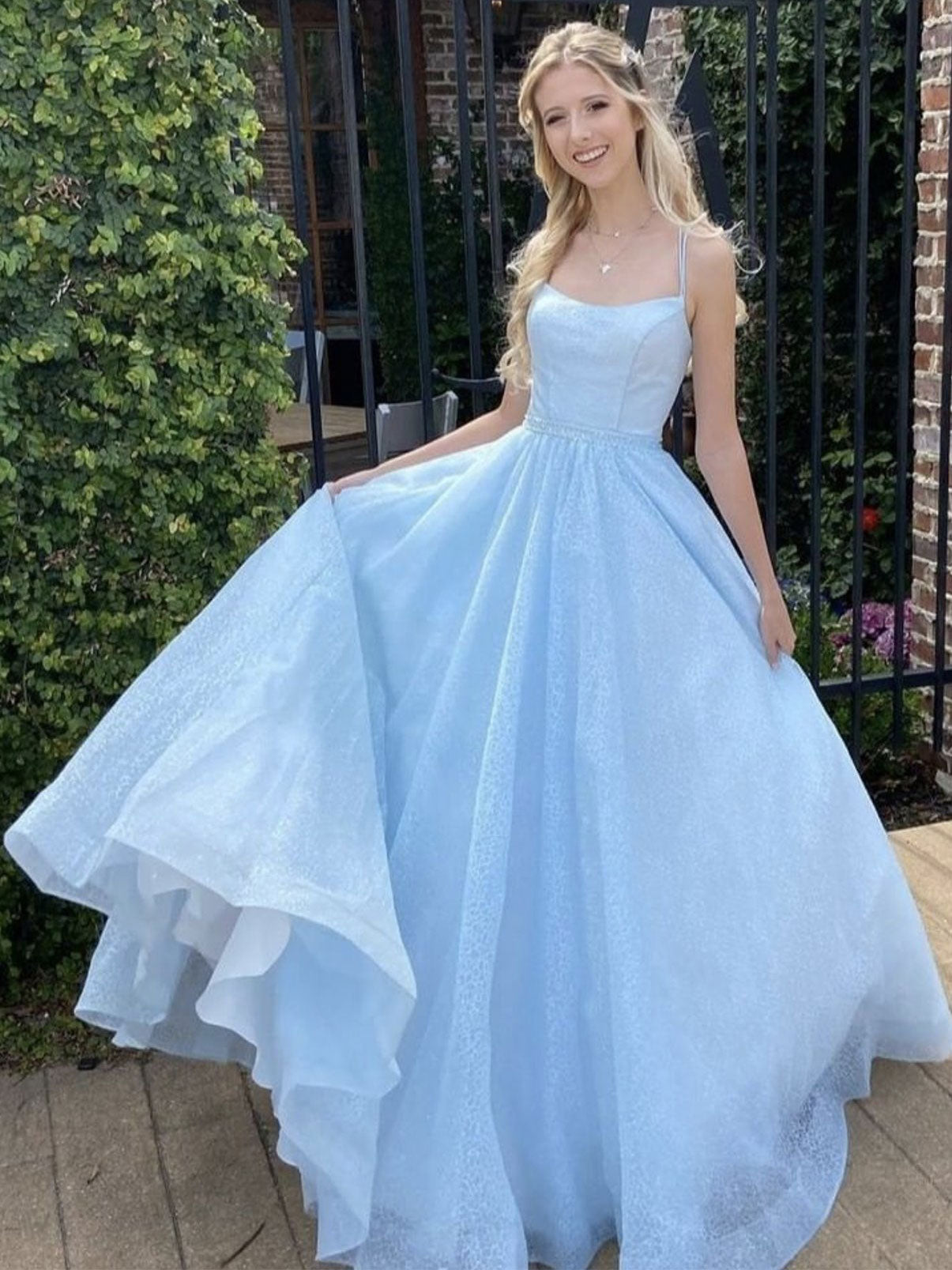 Simple blue tulle sequin long prom dress, blue tulle formal dress dresstby Simple blue tulle sequin long prom dress, blue tulle formal dress dresstby