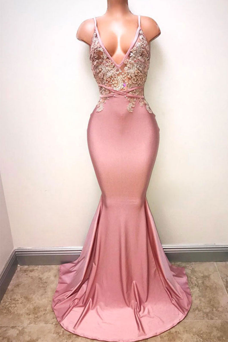 pink v neck mermaid long prom dress, pink mermaid long evening dress dresstby pink v neck mermaid long prom dress, pink mermaid long evening dress dresstby