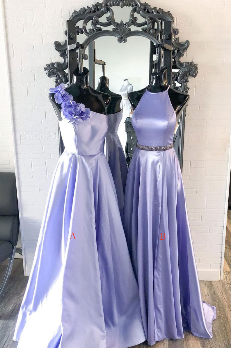 Purple satin long prom dress purple evening dress dresstby Purple satin long prom dress purple evening dress dresstby