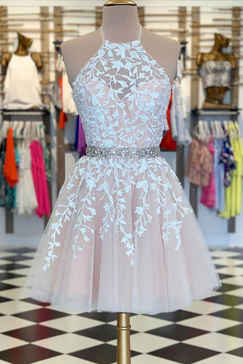 Champagne tulle lace short prom dress champagne homecoming dress Champagne tulle lace short prom dress champagne homecoming dress