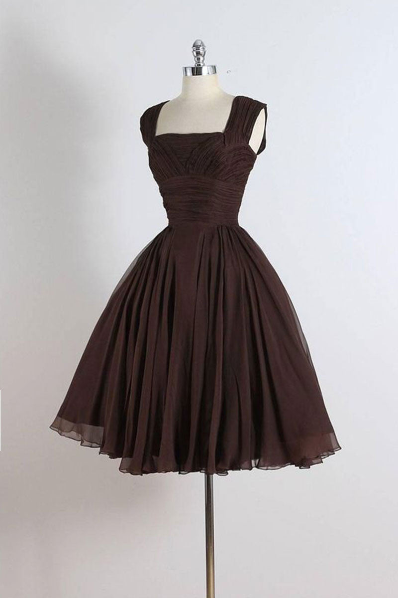 Unique chiffon retro short dark brown prom dress, short cocktail dress dresstby Unique chiffon retro short dark brown prom dress, short cocktail dress dresstby