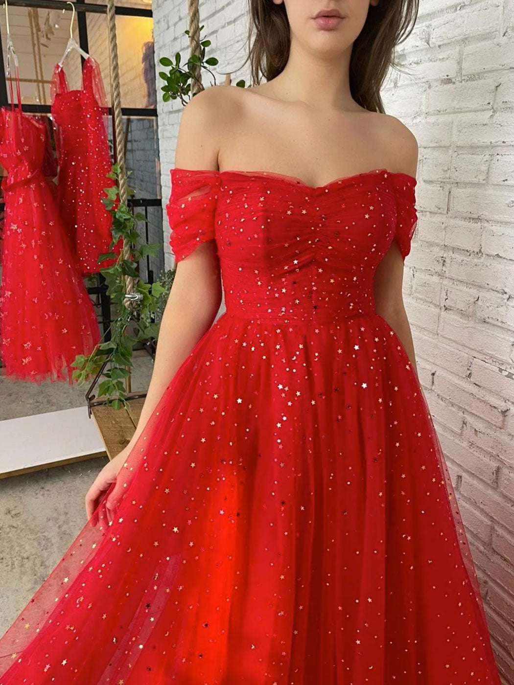 Aline Burgundy Long Prom Dress, Off Shoulder Burgundy Graduation Dresses